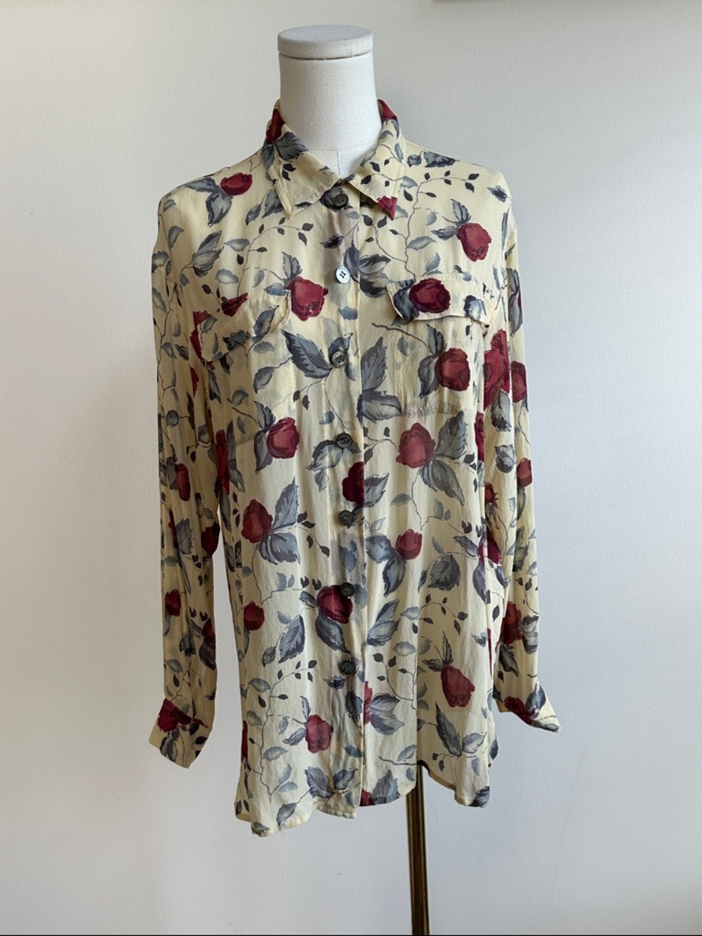 The‎ Territory Ahead Women M Floral Silk Blouse Grandma Cottagecore Romantic 90s